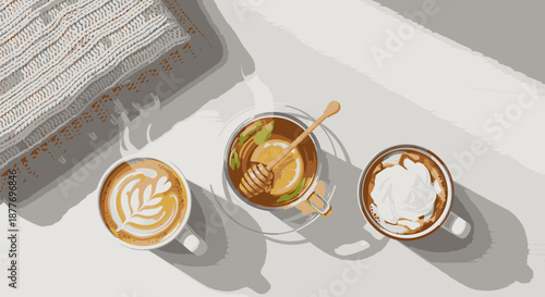 Three Coffee Cups with Different Designs 1.