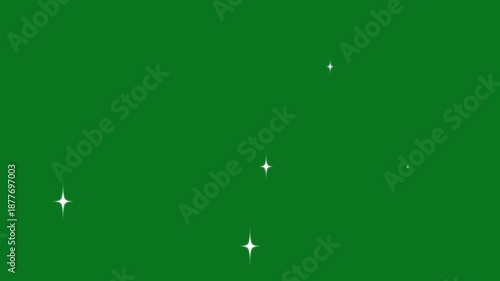 Magic glitter sparkle trail animation, white shimmering particles, cartoon doodle stars, comic manga flashes, energy explosion effects on green background