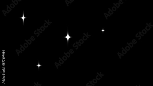 Twinkle sparkle stars animation, glowing pixie dust bursts, white twinkling particles, cartoon doodle sparkles, magic energy explosions, shimmering confetti effects for on black background