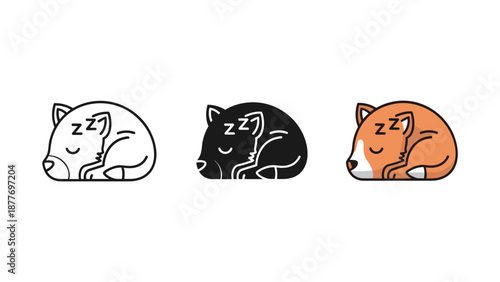Three Cats Sleeping Vector Illustration