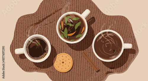 Three Cups of Coffee and Cookie.