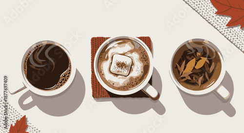 Three Cups of Coffee and Tea.