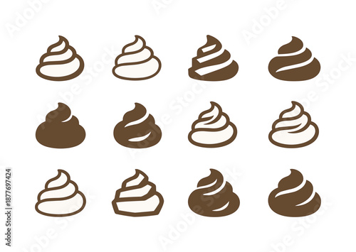 Potato Logo Variations. Potato. Icon set. Set Logo of potato: mashed potato swirl. harmonious logo variations of the same emblematic concept, each with