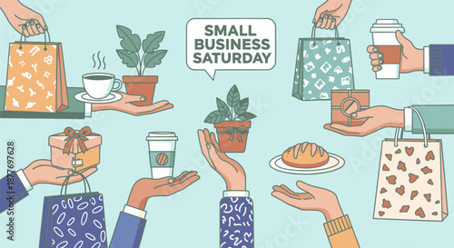 Hands Exchanging Various Items and Gifts.