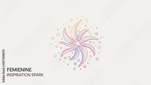 Feminine Inspiration Spark Logo with Pastel Colors and Floral Elements