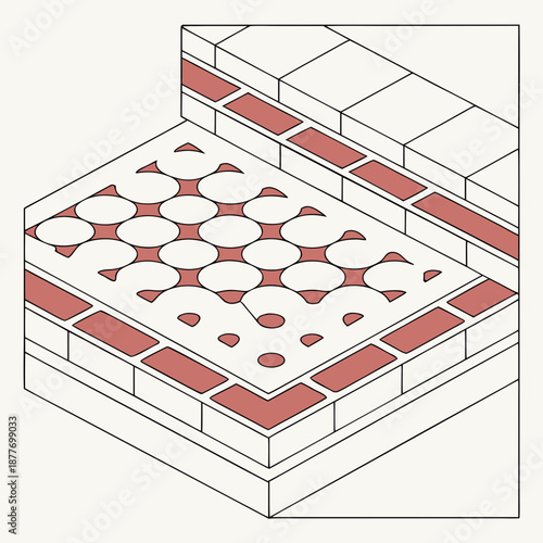 Advanced Ceramic Composite Material Illustration Featuring Layered Rigid Structures for Industrial Heat Resistance