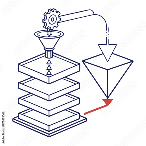 Abstract Vector Illustration of Additive Manufacturing Material with Stacked Layers for 3D Printing Technology Concept