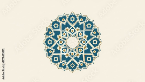 Blue Floral Mandala Pattern on White Background