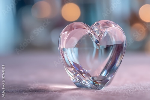Wallpaper Mural A crystal heart shaped object sits on a surface with a blurred background of lights Torontodigital.ca