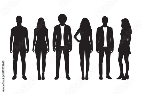 Vector silhouette of men and women