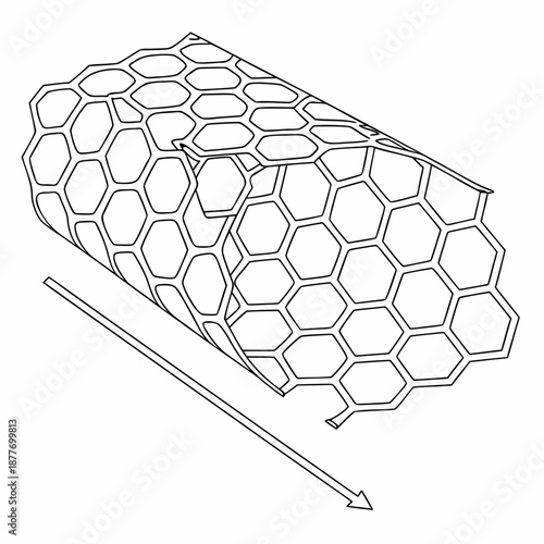 Porous material technology visualization featuring a honeycomb-like abstract cellular structure for filtration and structural lightweighting