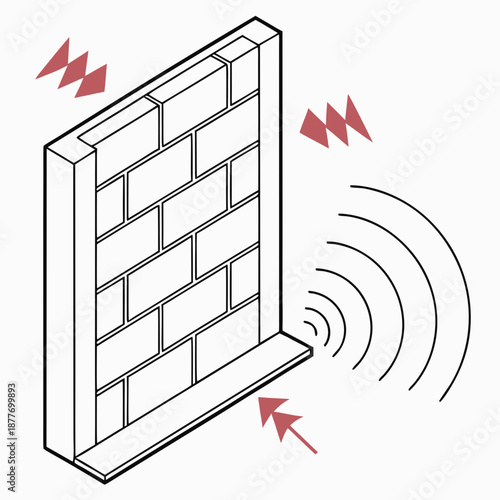 Sound absorbing material concept showing acoustic wave diffusion and noise reduction technology for studio and industrial environments