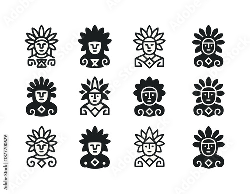 Cultural Heritage Icons. Cultural heritage tours and indigenous experiences. Icon set. Set Logo of cultural heritage tours and indigenous experiences: cultural