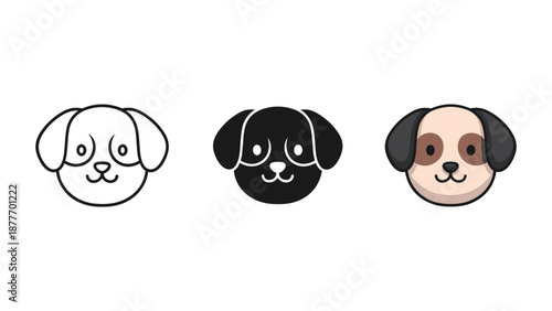 Vector Dog Face Illustrations in Various Styles