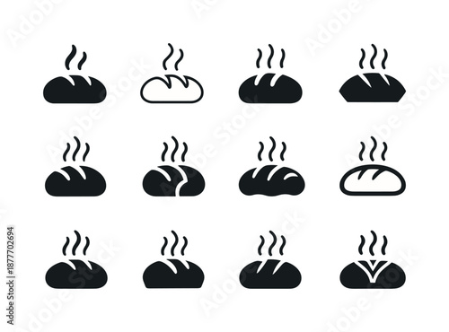 Holiday Feast Logos. holiday feasts. Icon set. Set Logo of holiday feasts: warm bread loaf. harmonious logo variations of the same emblematic concept, each