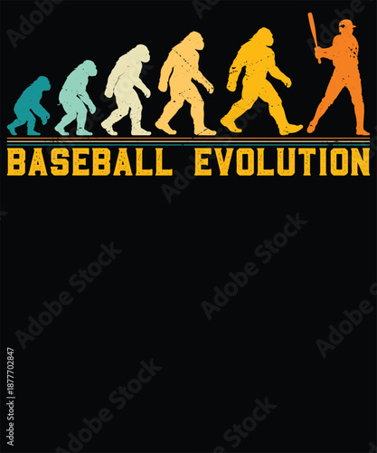 Baseball Evolution Human Progress Silhouette Graphic Design