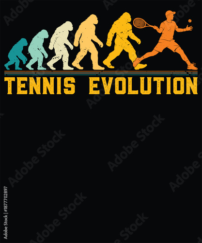 Tennis Evolution Human Progress Silhouette Graphic Design