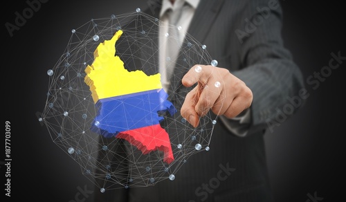 Colombia - country shape and flag - 3D illustration