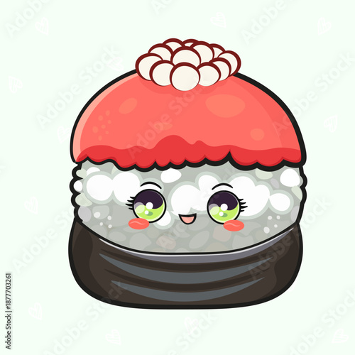 Cute cartoon gunkan maki sushi character