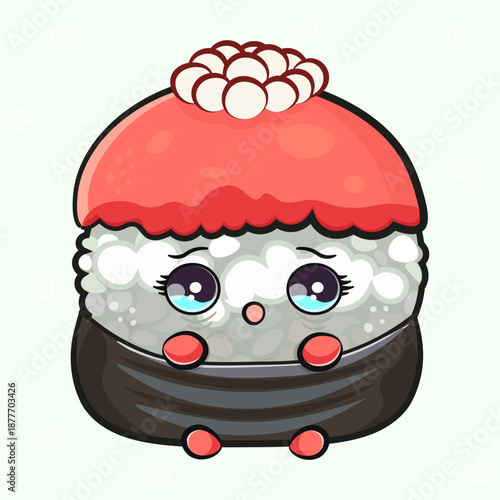 Kawaii gunkan sushi character forming a sad face