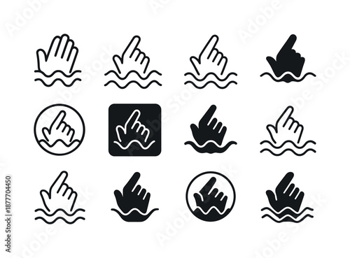 Skin Function Icons. The function of the skin. Icon set. Set Logo of The function of the skin: tactile sensation symbol. harmonious logo variations of the same
