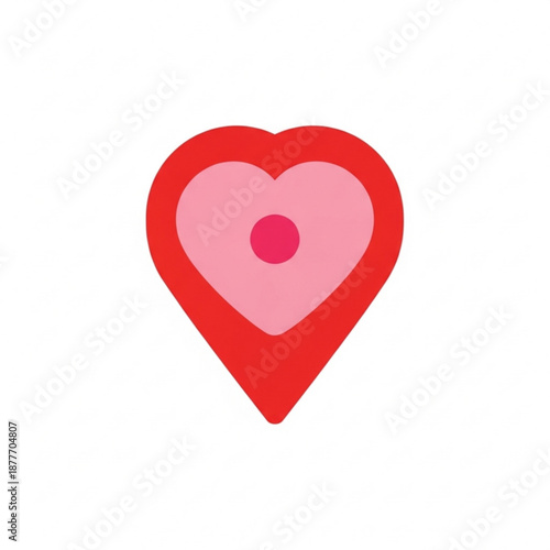 Heart-shaped icon in red and pink for valentine's day  