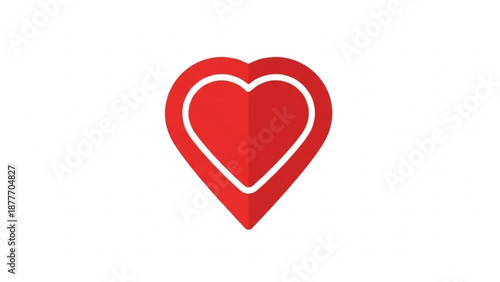 Red heart symbol in flat design for concept of valentine's day  