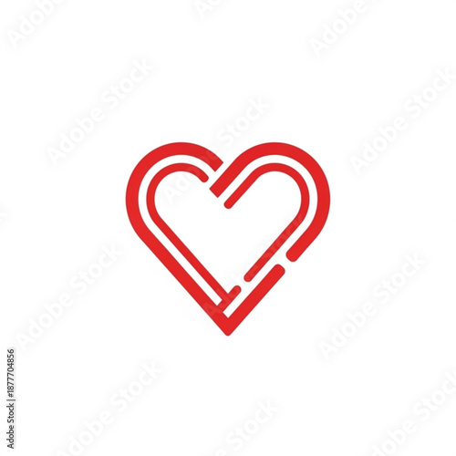 Modern red heart symbol in minimalist style for valentine's day  