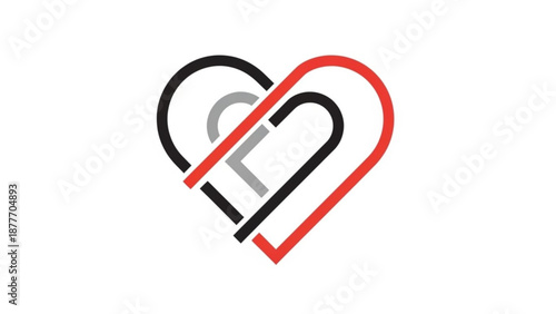 Abstract heart symbol made with overlapping paperclips for valentine's day  