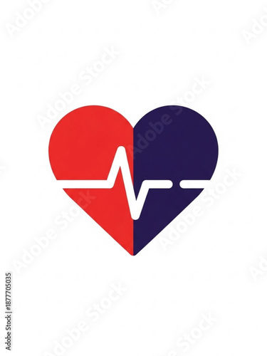 Heart illustration with heartbeat line in red and purple colors  