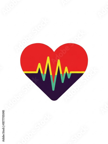 Heart shape with pulse line design in vibrant colors for Valentine's Day  