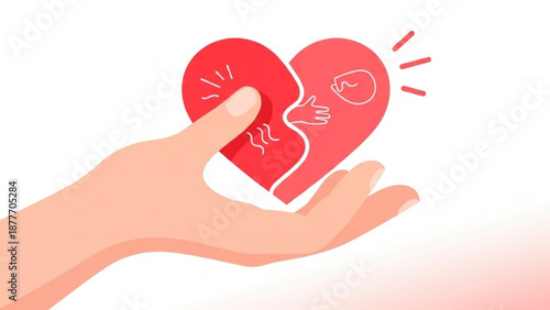 Hand holding a broken heart symbolizing emotions for valentine's day  