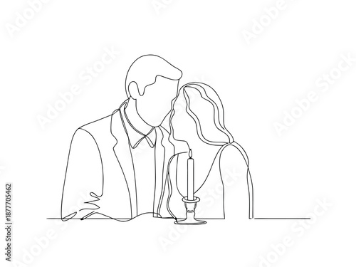 Couple in love sharing a moment by candlelight romance