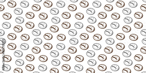 Hand-Drawn Coffee Bean Pattern Background Illustration with Rustic Charm and Natural Warm Tones, Ideal for Food and Beverage Branding and Textile Design