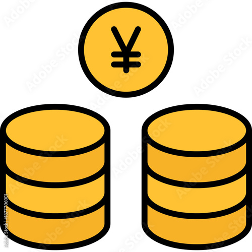 Coin Colored Outline Icon for Chinese New Year, Lucky Money & Prosperity Symbol Vector