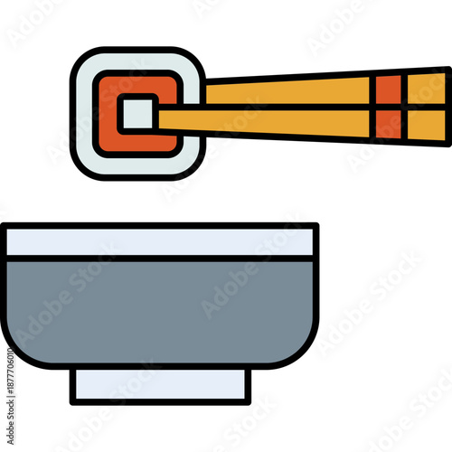Chopsticks Colored Outline Icon for Chinese New Year, Asian Cuisine & Dining Symbol Vector