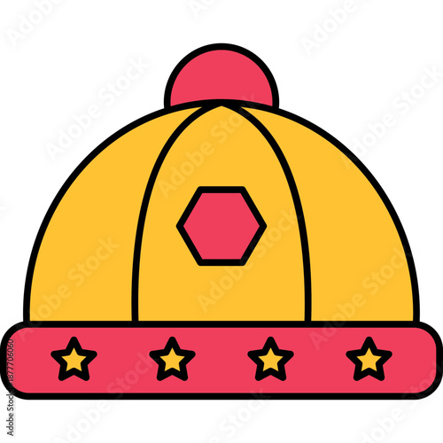 Hat Colored Outline Icon, Headwear Fashion Accessory Symbol Vector