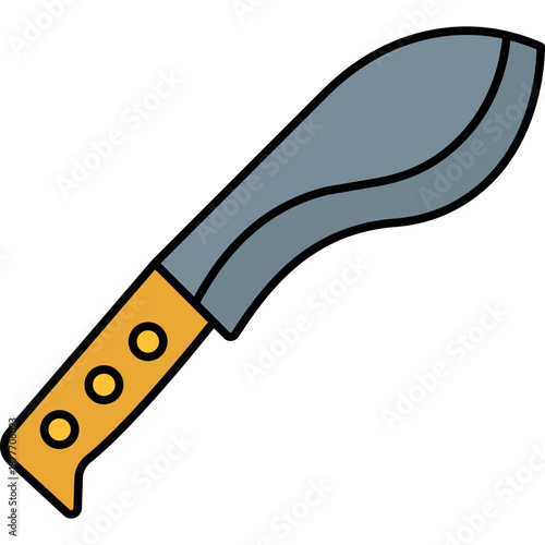 Machete Colored Outline Icon, Cutting Tool & Blade Symbol Vector