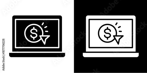 Pay Per Click  Icon Set White Glyph Style Collection