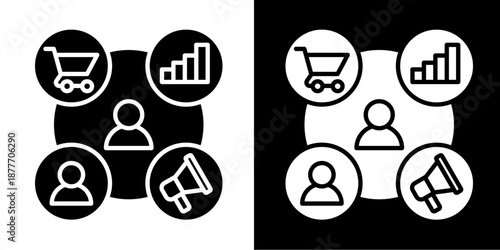 Marketing  Icon Set White Glyph Style Collection