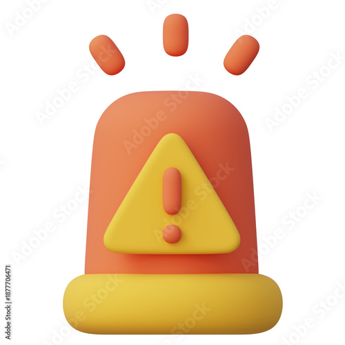 3d warning siren alarm light icon exclamation mark for critical warning message and safety awareness