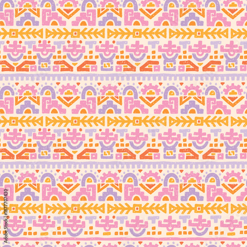 Hand drawn  abstract seamless pattern, ethnic background, aztec style - great for textiles, banners, wallpapers, wrapping - vector design