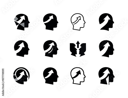 Leadership Development Icons. Developing leadership qualities and management potential. Icon set. Set Logo of Developing leadership qualities and management