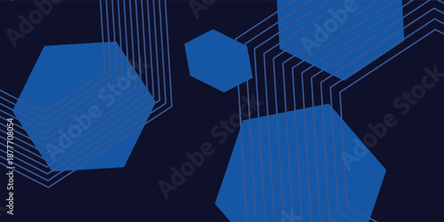 Abstract Digital Blue Hexagons Business or Science Background. Medical Research or Tech Innovation Online Webinar Presentation Event. Conference or Forum Vector Illustration Backdrop
