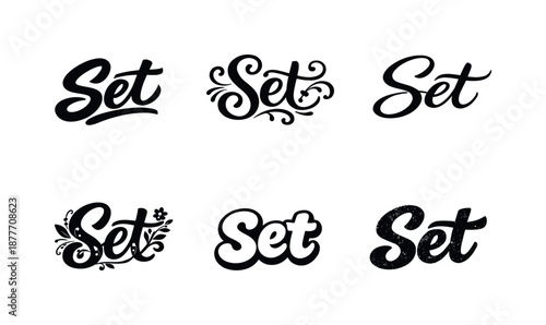 Festive Handwritten Lettering Grid. festive handwritten lettering set. Set lettering. harmonious lettering variations of the same emblematic concept, each with