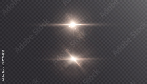 Bright glare with starry reflections, isolated on a transparent background. Vector light glare effect for glow overlays and user interface accents.
