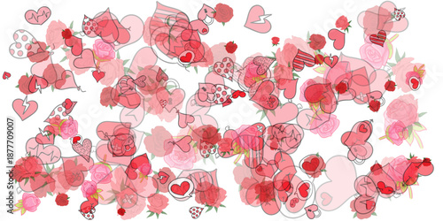 Scattered love lock and key heart texture for secret romance theme vector