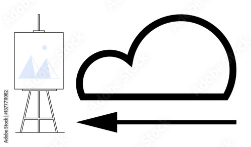 Cloud storage concept. Cloud icon data transfer while an easel s creative process and digital content storage. Cloud storage supports creative projects, remote work, and online backups. Broader ideas