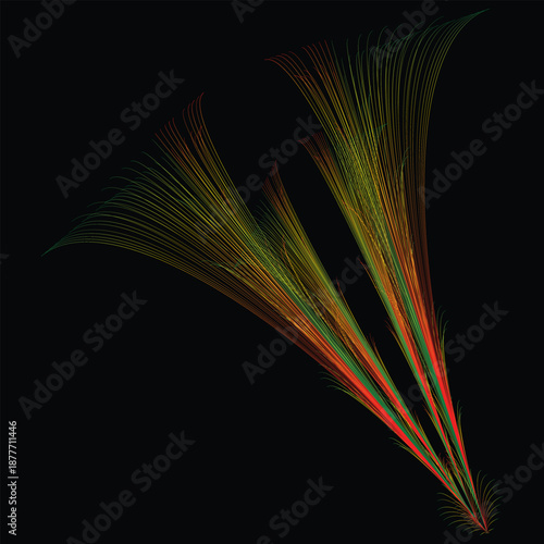Radiating fractal curves with symmetrical flow and vibrant color gradients
