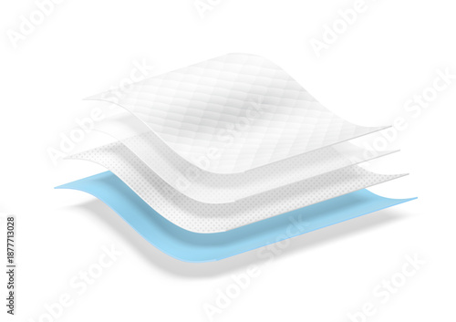 Four wavy layers material for the presentation disposable changing mats. Vector illustration isolated on white background. Ready for your design. EPS10.